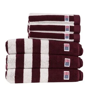 Stripet frottéhåndkle 50x70 cm fig/snow white v:1379887