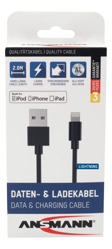Ladekabel USB-A til Lightning 2m v:2937670