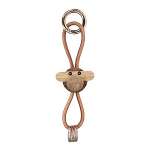 Ape nøkkelring 3 cm gull/natur/teak/limba v:4279274
