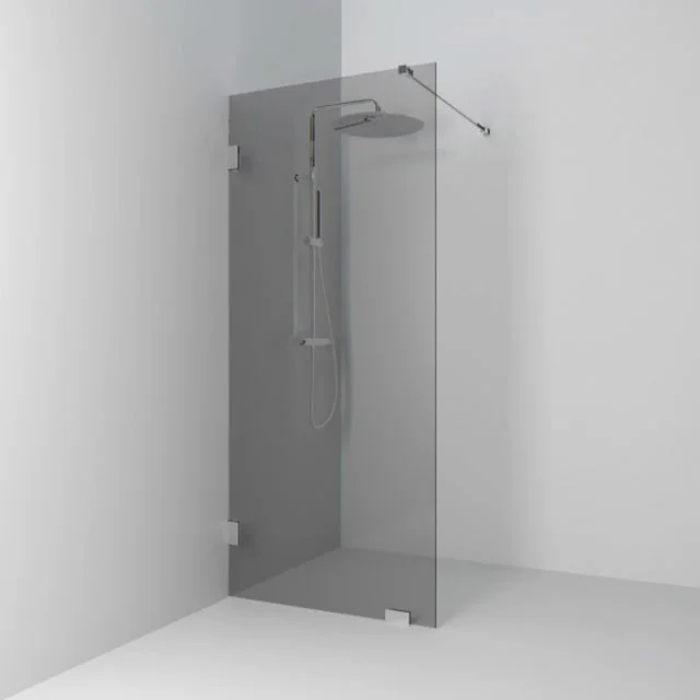 Svedbergs 180° dusjvegg fast, 78 cm, røykfarget glass, krom profil | 652878