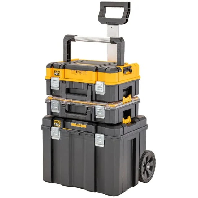 DeWalt TSTAK opbevaringssæt, IP54, med 3 kasser, hjul og teleskophåndtag | DWST83411-1 DeWalt TSTAK opbevaringssæt, IP54, med 3 kasser, hjul og teleskophåndtag | DWST83411-1
