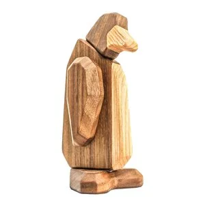 Pingvin trefigur 13 cm valnøtt/ask v:1403421