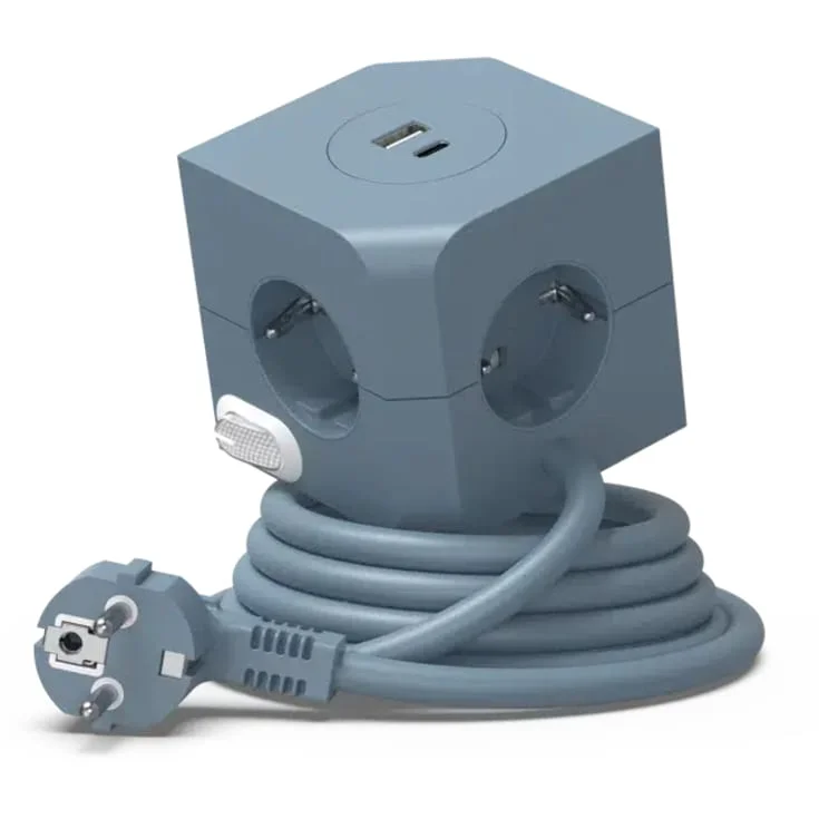 4 stk E-line Cube stikkontakt , 4 uttak, USB A+C, blå | 8532153 4 stk E-line Cube stikkontakt , 4 uttak, USB A+C, blå | 8532153