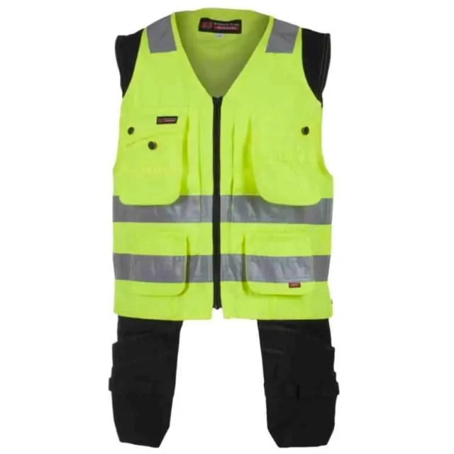 Bekken & Strøm Dokka håndverksvest, HiVis kl.1, unisex, str. 3XL, gul/sort | 646552
