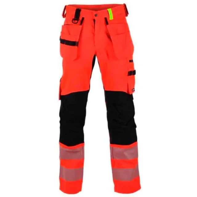 Bekken & Strøm Gjøvik håndverksbukse, HiVis kl.2, unisex, str. KB48, rød/sort | 676836