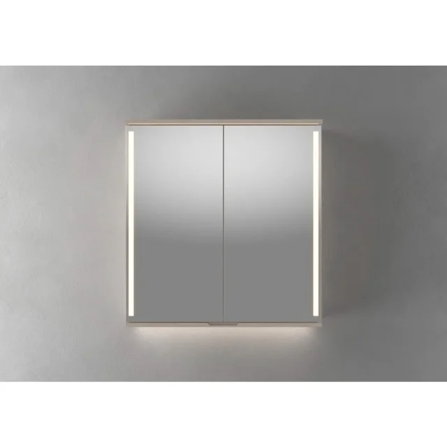 Linn Bad Sogn speilskap med integrert led lys, 80x84x18 cm, lys eik | 20308B