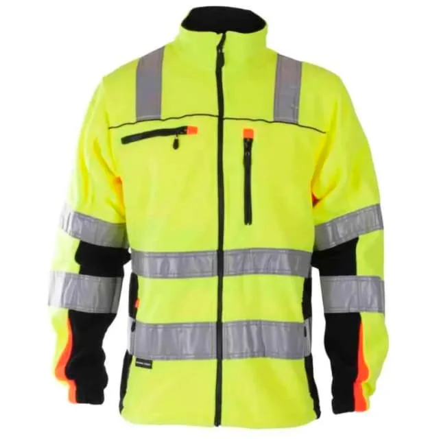 Bekken & Strøm Bergset fleecejakke, HiVis kl.3, unisex, str. S, gul/sort | 646343 Bekken & Strøm Bergset fleecejakke, HiVis kl.3, unisex, str. S, gul/sort | 646343