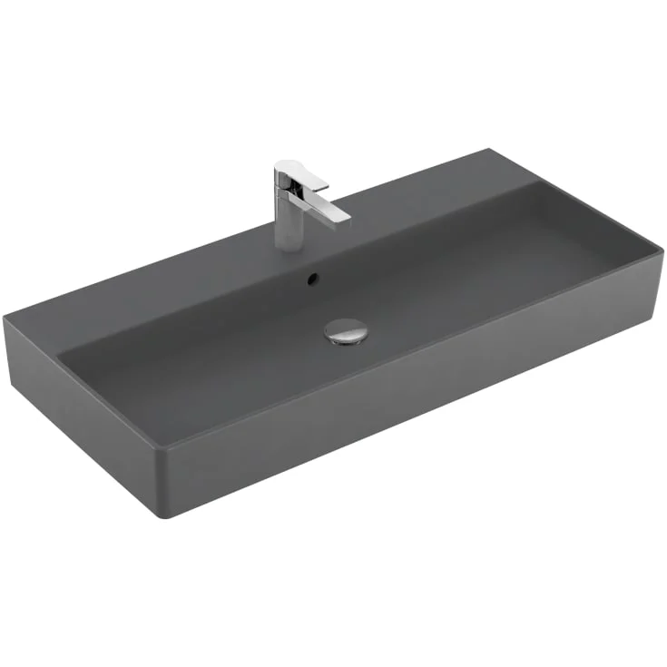 Villeroy & Boch Memento vegghengt servant, 100×47 cm, med CeramicPlus, grå | 4A22A5I4