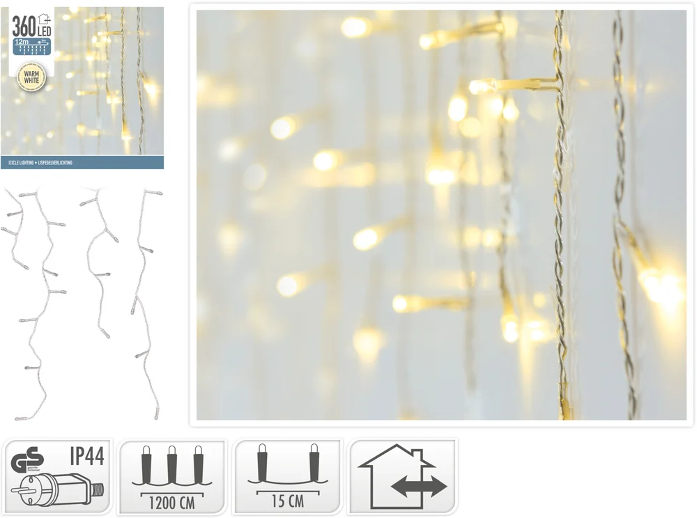 Lyslenke Icicle 360ledlys varmhvit IP44 11,85m v:9973661 Lyslenke Icicle 360ledlys varmhvit IP44 11,85m v:9973661