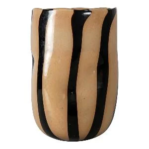 Curt vase 20x20x30 cm beige/svart striper v:1831803 Curt vase 20x20x30 cm beige/svart striper v:1831803