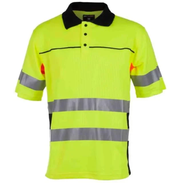 Bekken & Strøm Bergset piqueskjorte, HiVis kl.2, unisex, str. 3XL, gul/sort | 646710 Bekken & Strøm Bergset piqueskjorte, HiVis kl.2, unisex, str. 3XL, gul/sort | 646710
