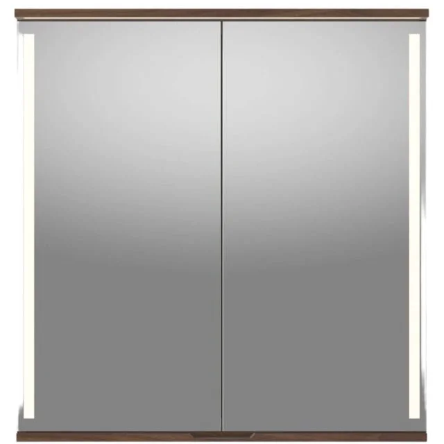 Linn Bad Sogn speilskap med integrert led lys, 80x84x18 cm, valnøtt | 20908B