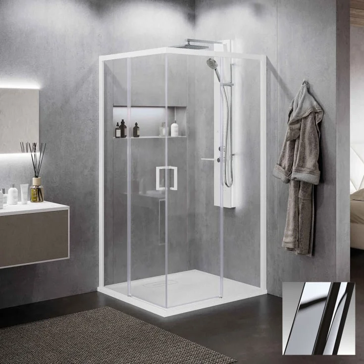 Novellini Zephyros 2.0 AH skyvedør venstre, 117-120 cm, klart glass, krom profil | ZEP2AH117LS-1K
