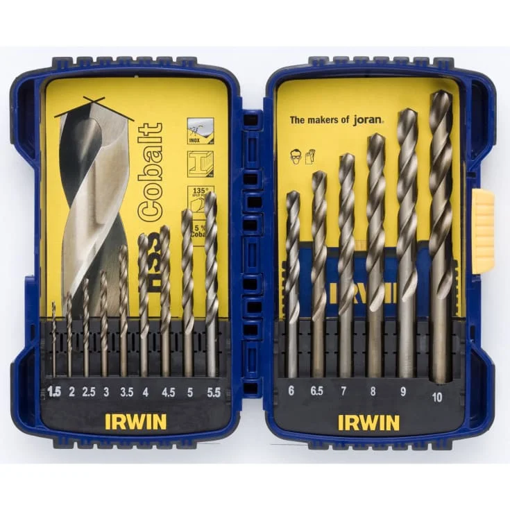 Irwin HSS Cobalt Borsett 1-10 mm – 15 deler – til rustfri stå | IW3036501