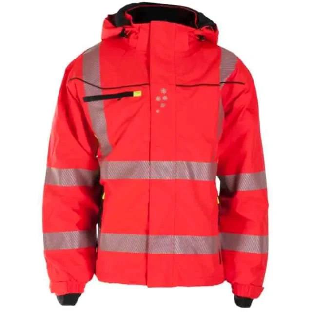 Bekken & Strøm Gjøvik allvær vinterjakke, HiVis kl.3, unisex, str. L, rød/sort | 677097