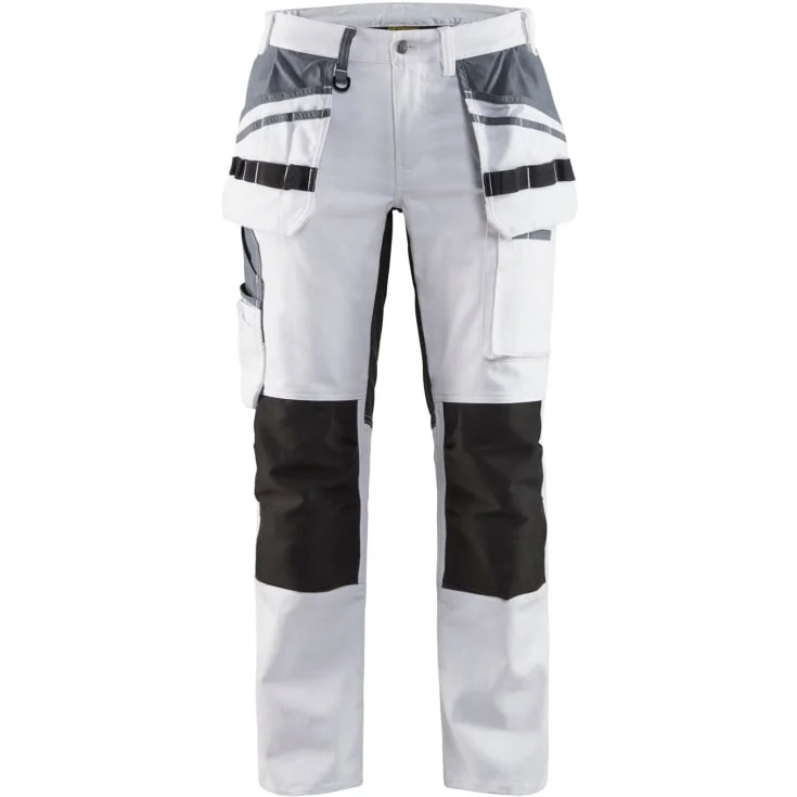 Blåkläder Workwear 7910 håndverkerbukser med 2-veis stretch, dame, hvit/sort, str. D23 | 7910-1000-1099_D23