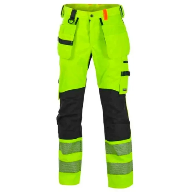 Bekken & Strøm Gjøvik håndverksbukse, HiVis kl.2, unisex, str. C66, gul/sort | 646525