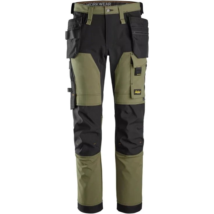 Snickers 6275 AllroundWork arbeidsbukse med stretch, olivengrønn/sort, str. 152 | 6275-3104_152