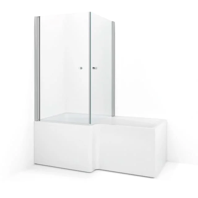 Macro Design Spirit badekarsvegg, 83x83 cm, klart glass, krom profil | DBSH8383GKL