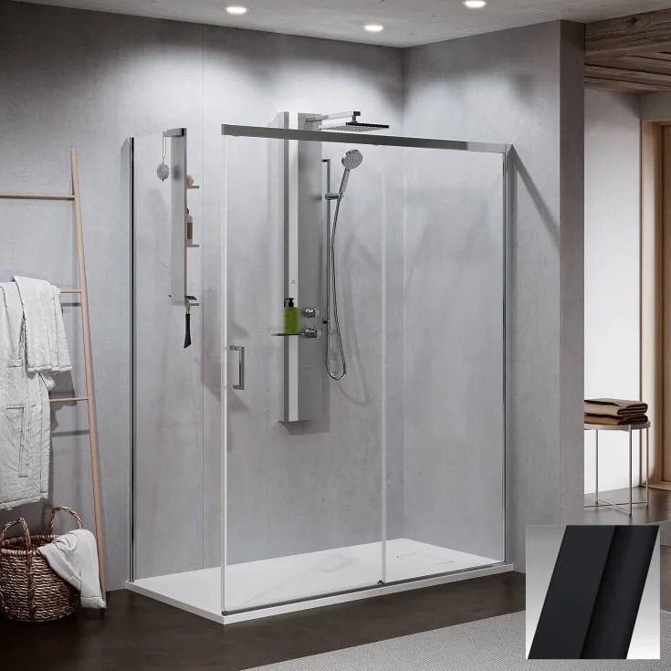 Novellini Zephyros 2.0 PH skyvedør venstre, 166-169 cm, klart glass, sort matt profil | ZEP2PH166S-1H Novellini Zephyros 2.0 PH skyvedør venstre, 166-169 cm, klart glass, sort matt profil | ZEP2PH166S-1H