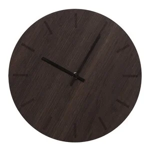 Dark Oak veggklokke 28 cm mørk eik m/svart viser v:4695017