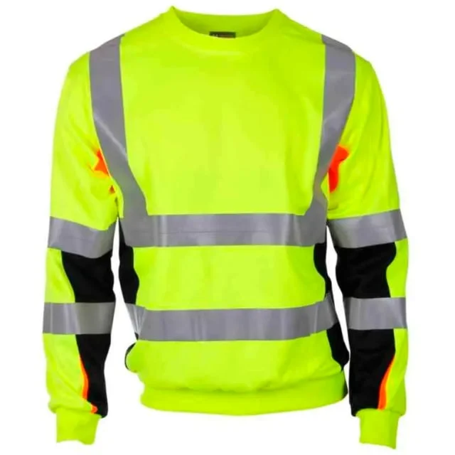 Bekken & Strøm Bergset collegegenser, HiVis kl.3, unisex, str. M, gul/sort | 644989 Bekken & Strøm Bergset collegegenser, HiVis kl.3, unisex, str. M, gul/sort | 644989