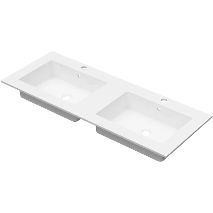 Linn Bad Corianplate med EIR servant, 120×46 cm, uten overløp, dobbel, hvit matt | 3812CD Linn Bad Corianplate med EIR servant, 120×46 cm, uten overløp, dobbel, hvit matt | 3812CD