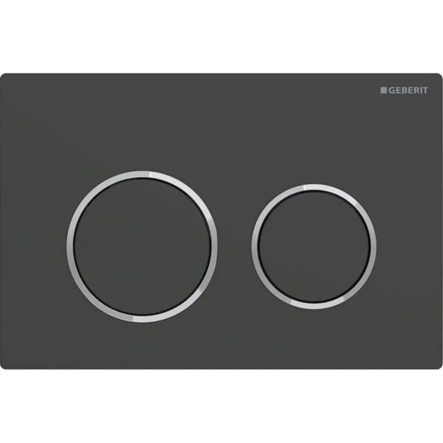 Geberit Omega 20 Round betjeningsplate, matt sort/krom | 115.085.14.1 Geberit Omega 20 Round betjeningsplate, matt sort/krom | 115.085.14.1