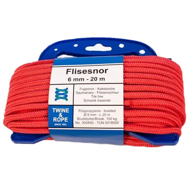 5 stk Flissnor, rød, 6 mm x 20 meter | 300450 5 stk Flissnor, rød, 6 mm x 20 meter | 300450