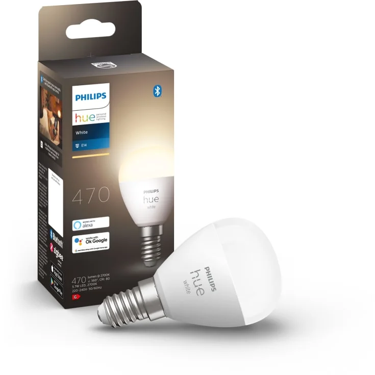 Philips Hue White E14 kronepære, 2700K, 5,7W | 929002440603