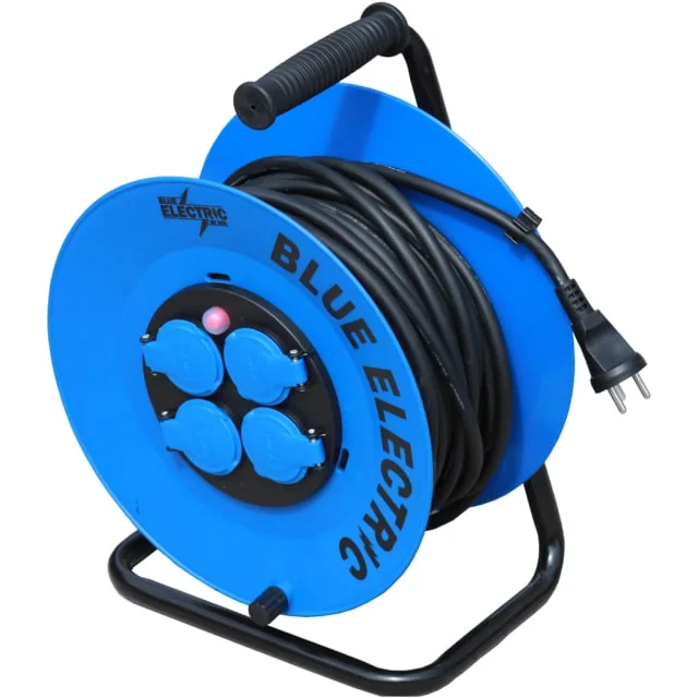 Blue Electric kabeltrommel med 4 uttak, 3×1,5 mm², 25 meter, Blå | KT25 Blue Electric kabeltrommel med 4 uttak, 3×1,5 mm², 25 meter, Blå | KT25