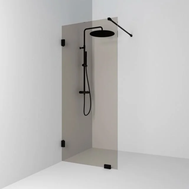 Svedbergs 180° dusjvegg fast, 88 cm, bronsefarget glass, sort matt profil | 682988