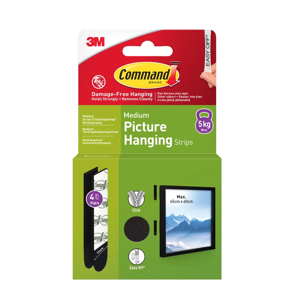Strips for oppheng av bilder sort mellomstor 4 par/8 strips v:4535135 Strips for oppheng av bilder sort mellomstor 4 par/8 strips v:4535135