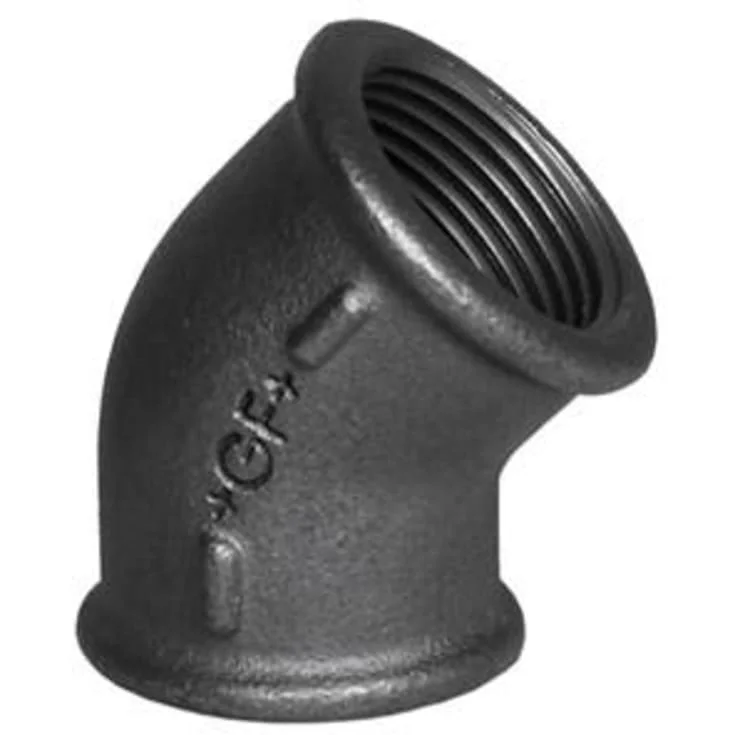 Sort vinkel, muffe/muffe 1 1/4" - 45° | 770120107