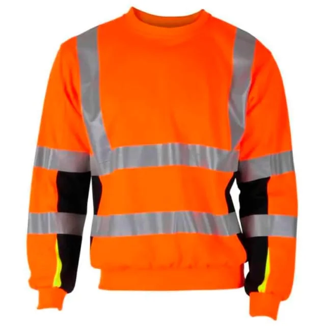 Bekken & Strøm Bergset collegegenser, HiVis kl.3, unisex, str. S, oransje/sort | 677869 Bekken & Strøm Bergset collegegenser, HiVis kl.3, unisex, str. S, oransje/sort | 677869
