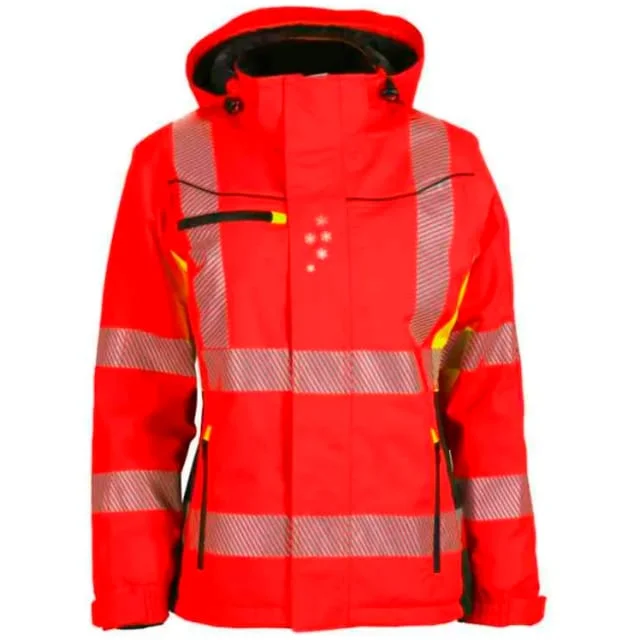 Bekken & Strøm Gjøvik vinterjakke, HiVis kl.3, dame, str. L, rød/sort | 27302539