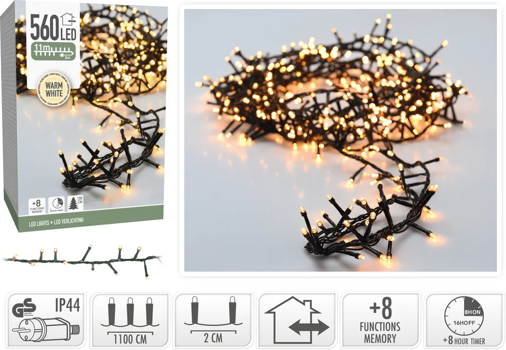 Lysslynge Micro Cluster 560ledlys varmhvit 11m v:3413986