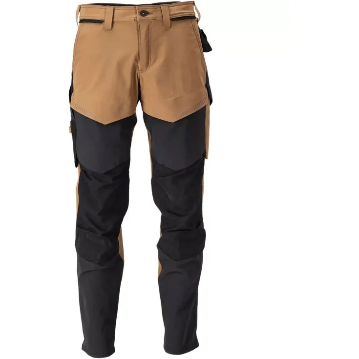 Mascot Customized arbeidsbukser med stretch, khaki/sort, str. 82C66 | 22379-311-5409_82C66