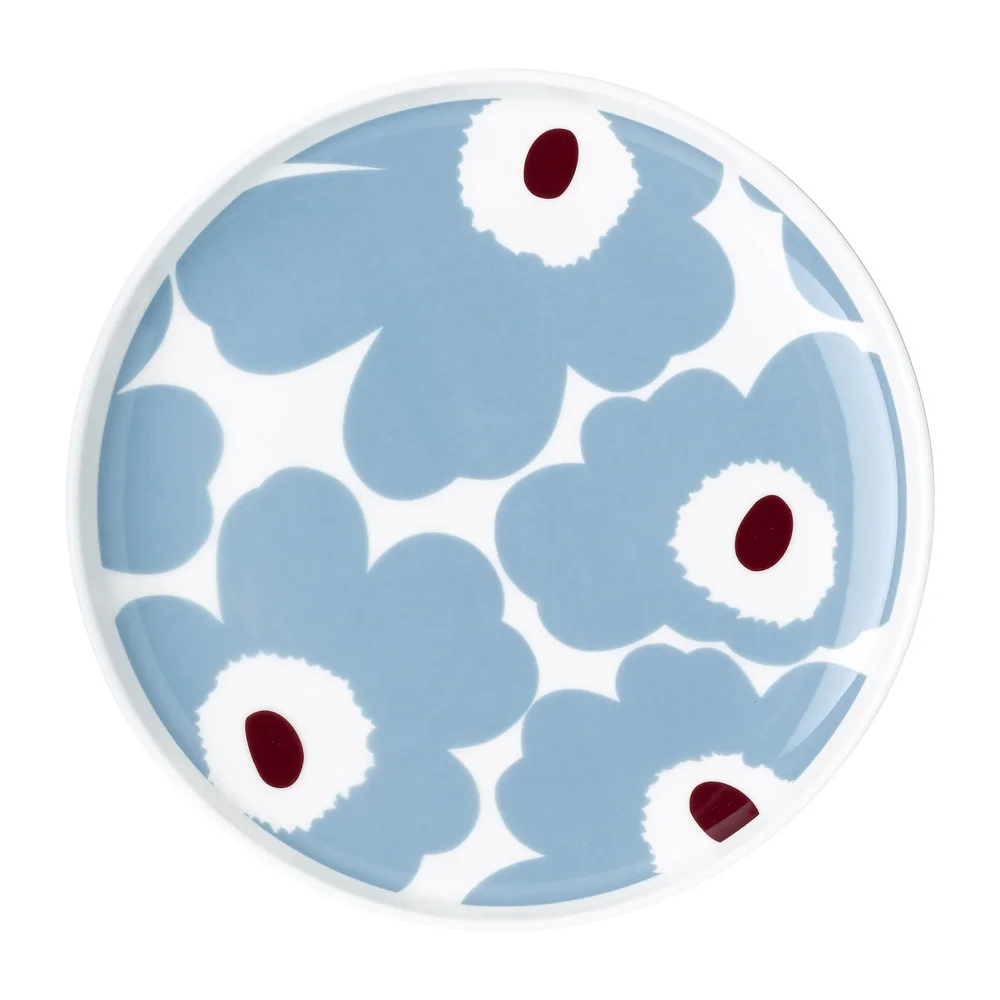 Unikko tallerken hvit-blågrå-vinrød v:9886441 Unikko tallerken hvit-blågrå-vinrød v:9886441