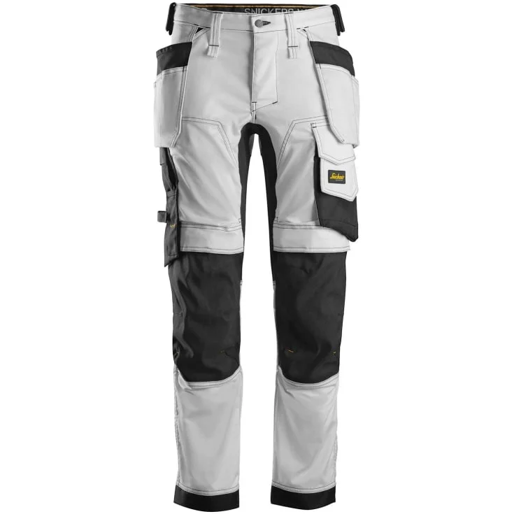 Snickers 6241 AllroundWork arbeidsbukse med stretch, hvit/sort, str. 160 | 6241-0904_160