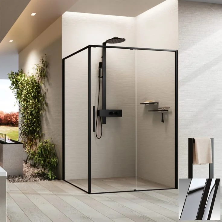 Novellini Riga 2PF skyvedør venstre, 109-110,5 cm, klart glass, krom profil | RIG2PF109S-1K