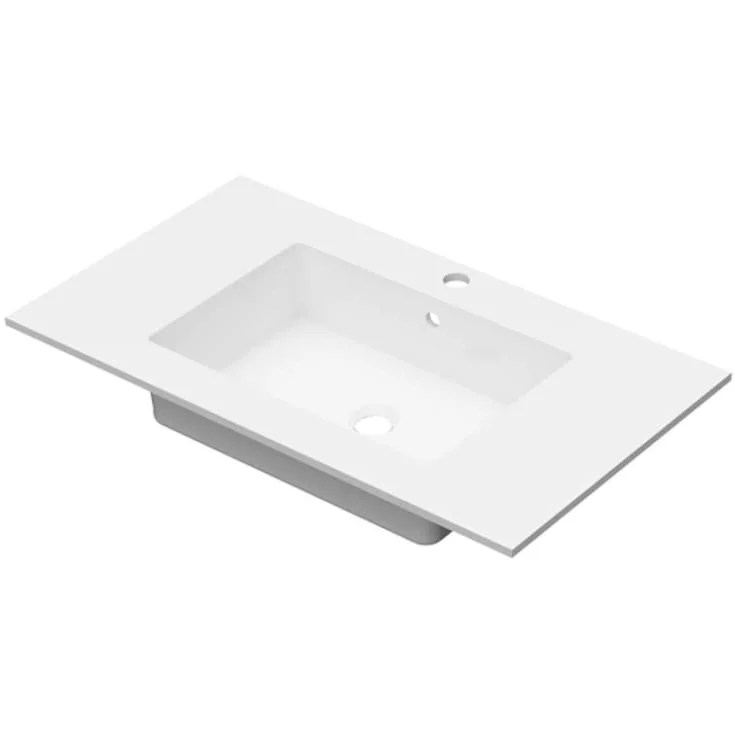 Linn Bad Corianplate med EIR servant, 80×46 cm, uten overløp, senter, hvit matt | 3808C