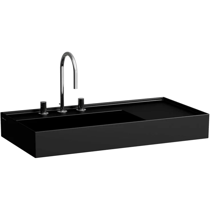 Kartell Laufen servant, 90x46 cm, venstre, matt sort | H8103387161111