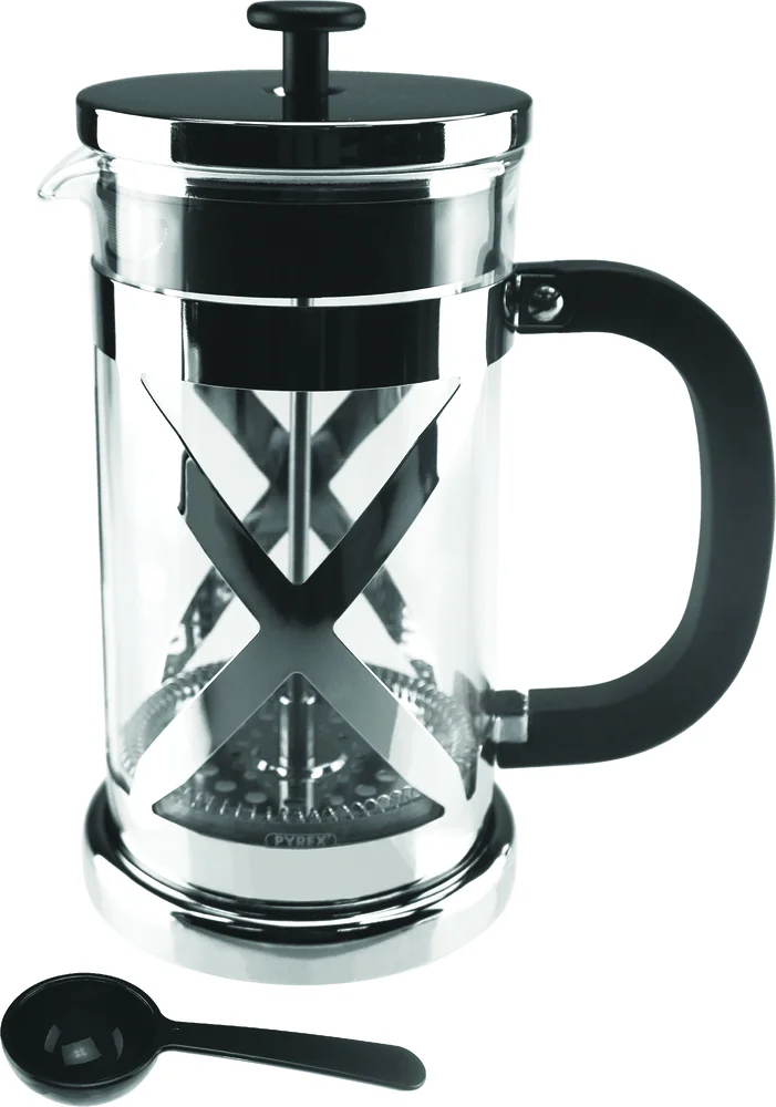 Kaffepresse 8 kopper krom med Pyrex glass v:1218994