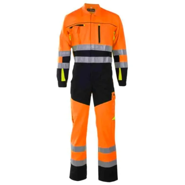 Bekken & Strøm Bergset kjeledress, HiVis kl.3, unisex, str. 48, oransje/sort | 677587