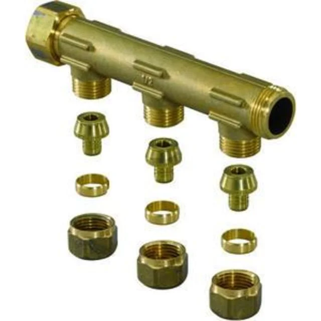 Uponor samlestokk 3/4", fast muffe, 3 avgreninger med 15 mm omløper | 1036174