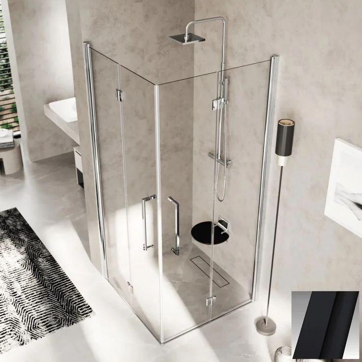 Novellini Young 2.0 2GS foldedør høyre, 67-69 cm, klart glass, sort matt profil | Y22GS67LD-1H
