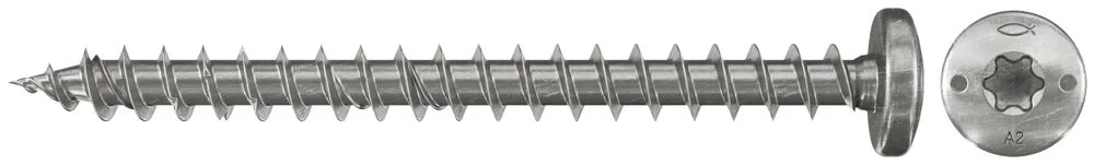 Treskrue Panhode 5,0x50mm A2 Rustfritt v:6345515