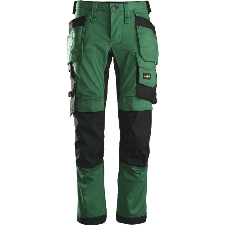 Snickers 6241 AllroundWork arbeidsbukse med stretch, grønn/sort, str. 152 | 6241-3904_152