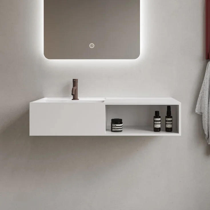 Copenhagen Bath Modul SH 80 servant med hylle, venstre, 80×40 cm, hvit matt | 40010405 Copenhagen Bath Modul SH 80 servant med hylle, venstre, 80×40 cm, hvit matt | 40010405